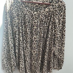 Loft Leopard Print Women's Long Sleeve Blouse size 22